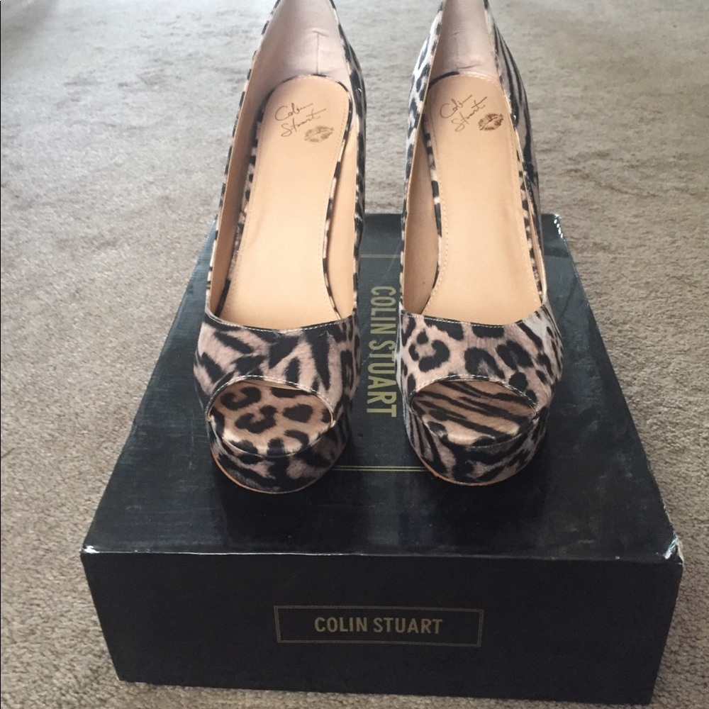 Leopard print 4” platform heels